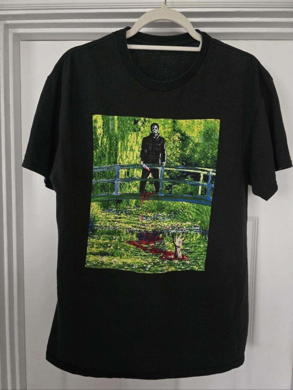 Halloween Michael Myers Shirt Short Sleeve Mens Large Black Tee Great Condition